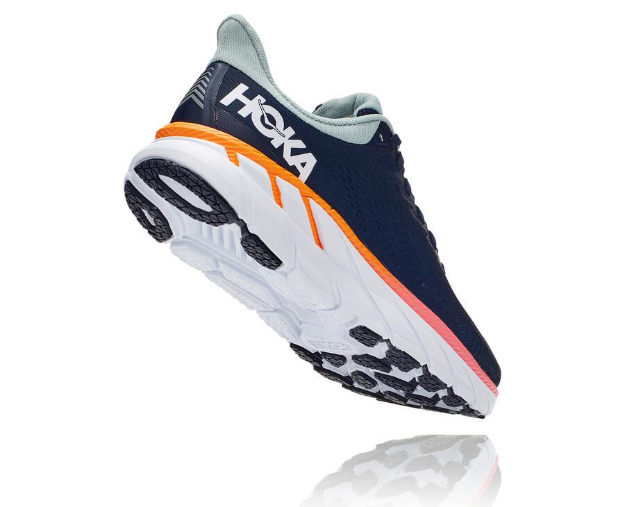 Hoka One One Running Shoes Womens Navy/White - Clifton 7 - 48730FWNY